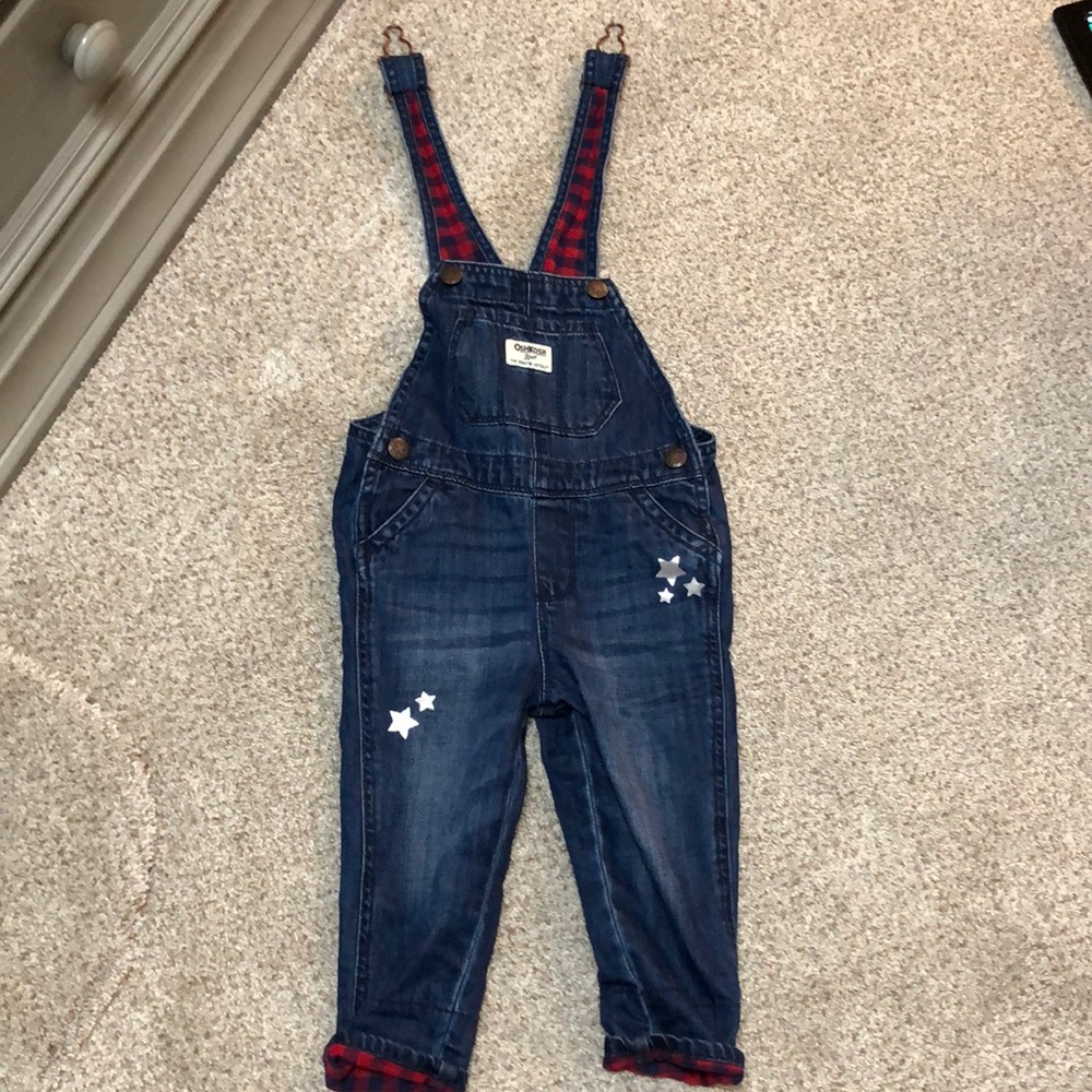 Toddler girl plaid overalls